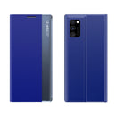 For Samsung Galaxy A52 5G/4G Side Display Magnetic Horizontal Flip Plain Texture Cloth + PC Case with Holder & Sleep / Wake-up Function(Sky Blue)