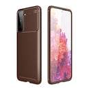 For Samsung Galaxy S21 FE Carbon Fiber Texture Shockproof TPU Case(Brown)