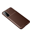 For Samsung Galaxy S21 FE Carbon Fiber Texture Shockproof TPU Case(Brown)