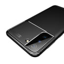 For Samsung Galaxy S21 FE Carbon Fiber Texture Shockproof TPU Case(Blue)