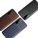 For Samsung Galaxy S21 FE Carbon Fiber Texture Shockproof TPU Case(Blue)