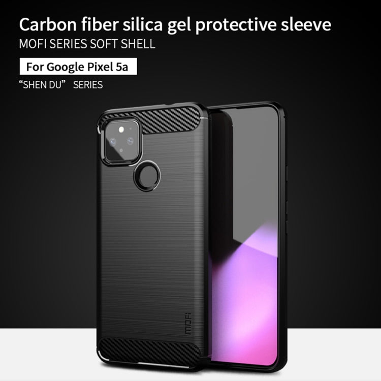 For Google Pixel 5a 5G MOFI Gentleness Series Brushed Texture Carbon Fiber Soft TPU Case(Black)