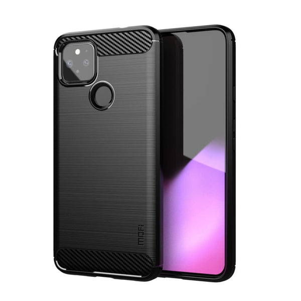 For Google Pixel 5a 5G MOFI Gentleness Series Brushed Texture Carbon Fiber Soft TPU Case(Black)