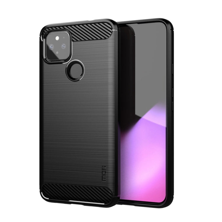 For Google Pixel 5a 5G MOFI Gentleness Series Brushed Texture Carbon Fiber Soft TPU Case(Black)