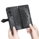 Halfway Mandala Embossing Pattern Horizontal Flip Leather Case with Holder & Card Slots & Wallet & Lanyard For Huawei P50 Pro(Black)