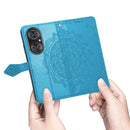 Halfway Mandala Embossing Pattern Horizontal Flip Leather Case with Holder & Card Slots & Wallet & Lanyard For Huawei P50 Pro(Blue)