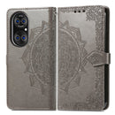 Halfway Mandala Embossing Pattern Horizontal Flip Leather Case with Holder & Card Slots & Wallet & Lanyard For Huawei P50 Pro(Grey)