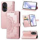 Halfway Mandala Embossing Pattern Horizontal Flip Leather Case with Holder & Card Slots & Wallet & Lanyard For Huawei P50 Pro(Rose Gold)