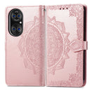 Halfway Mandala Embossing Pattern Horizontal Flip Leather Case with Holder & Card Slots & Wallet & Lanyard For Huawei P50 Pro(Rose Gold)