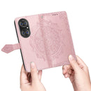 Halfway Mandala Embossing Pattern Horizontal Flip Leather Case with Holder & Card Slots & Wallet & Lanyard For Huawei P50 Pro(Rose Gold)