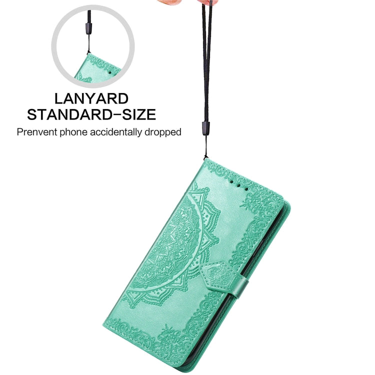 Halfway Mandala Embossing Pattern Horizontal Flip Leather Case with Holder & Card Slots & Wallet & Lanyard For Huawei P50 Pro(Green)