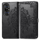 Halfway Mandala Embossing Pattern Horizontal Flip Leather Case with Holder & Card Slots & Wallet & Lanyard For Huawei P50(Black)