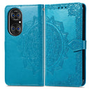 Halfway Mandala Embossing Pattern Horizontal Flip Leather Case with Holder & Card Slots & Wallet & Lanyard For Huawei P50(Blue)