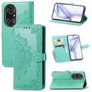 Halfway Mandala Embossing Pattern Horizontal Flip Leather Case with Holder & Card Slots & Wallet & Lanyard For Huawei P50(Green)