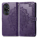 Halfway Mandala Embossing Pattern Horizontal Flip Leather Case with Holder & Card Slots & Wallet & Lanyard For Huawei P50(Purple)