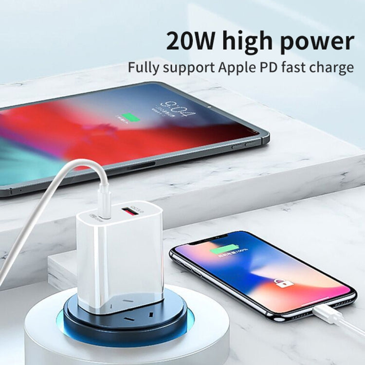 Dual Fast Charging 20W PD3.0+QC 3.0 Interface Travel Charger for iPhone, Huawei, Samsung, Xiaomi EU Plug