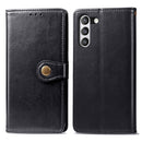 For Samsung Galaxy S21 FE Solid Color Leather Buckle Phone Case with Lanyard & Photo Frame & Card Slot & Wallet & Stand Function(Black)