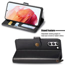 For Samsung Galaxy S21 FE Solid Color Leather Buckle Phone Case with Lanyard & Photo Frame & Card Slot & Wallet & Stand Function(Black)
