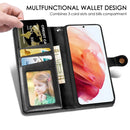 For Samsung Galaxy S21 FE Solid Color Leather Buckle Phone Case with Lanyard & Photo Frame & Card Slot & Wallet & Stand Function(Black)