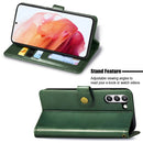 For Samsung Galaxy S21 FE Solid Color Leather Buckle Phone Case with Lanyard & Photo Frame & Card Slot & Wallet & Stand Function(Green)