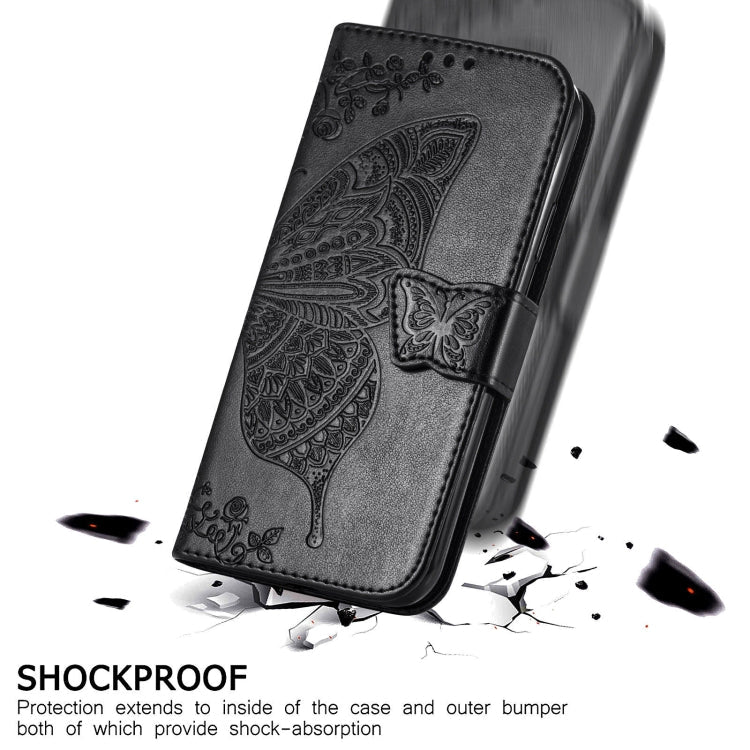 For Huawei P50 Pro Butterfly Love Flowers Embossed Horizontal Flip Leather Case with Holder & Card Slots & Wallet & Lanyard(Black)