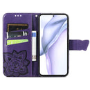 For Huawei P50 Pro Butterfly Love Flowers Embossed Horizontal Flip Leather Case with Holder & Card Slots & Wallet & Lanyard(Dark Purple)