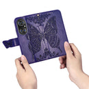 For Huawei P50 Pro Butterfly Love Flowers Embossed Horizontal Flip Leather Case with Holder & Card Slots & Wallet & Lanyard(Dark Purple)