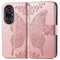 For Huawei P50 Pro Butterfly Love Flowers Embossed Horizontal Flip Leather Case with Holder & Card Slots & Wallet & Lanyard(Rose Gold)