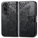 For Huawei P50 Butterfly Love Flowers Embossed Horizontal Flip Leather Case with Holder & Card Slots & Wallet & Lanyard(Black)