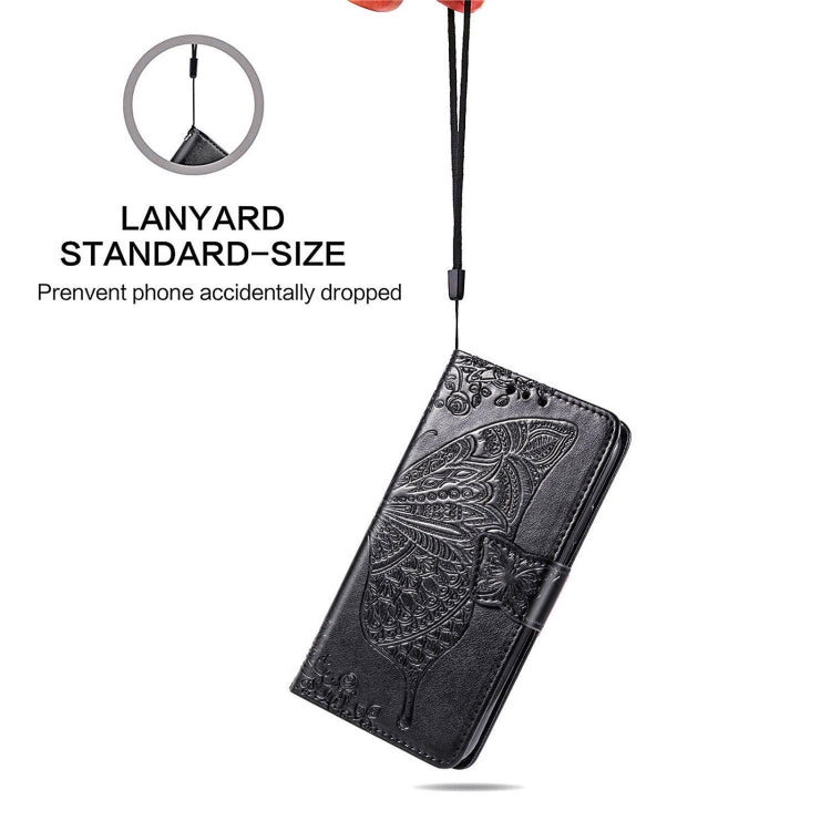 For Huawei P50 Butterfly Love Flowers Embossed Horizontal Flip Leather Case with Holder & Card Slots & Wallet & Lanyard(Black)