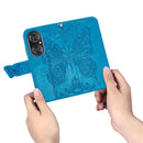 For Huawei P50 Butterfly Love Flowers Embossed Horizontal Flip Leather Case with Holder & Card Slots & Wallet & Lanyard(Blue)