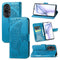 For Huawei P50 Butterfly Love Flowers Embossed Horizontal Flip Leather Case with Holder & Card Slots & Wallet & Lanyard(Blue)
