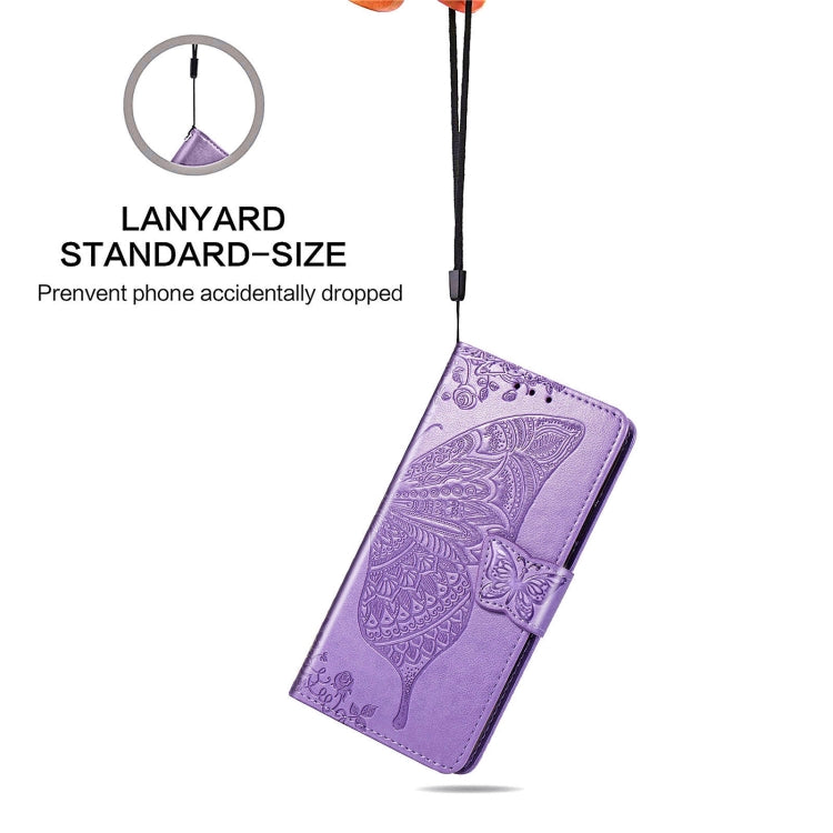 For Huawei P50 Butterfly Love Flowers Embossed Horizontal Flip Leather Case with Holder & Card Slots & Wallet & Lanyard(Light Purple)