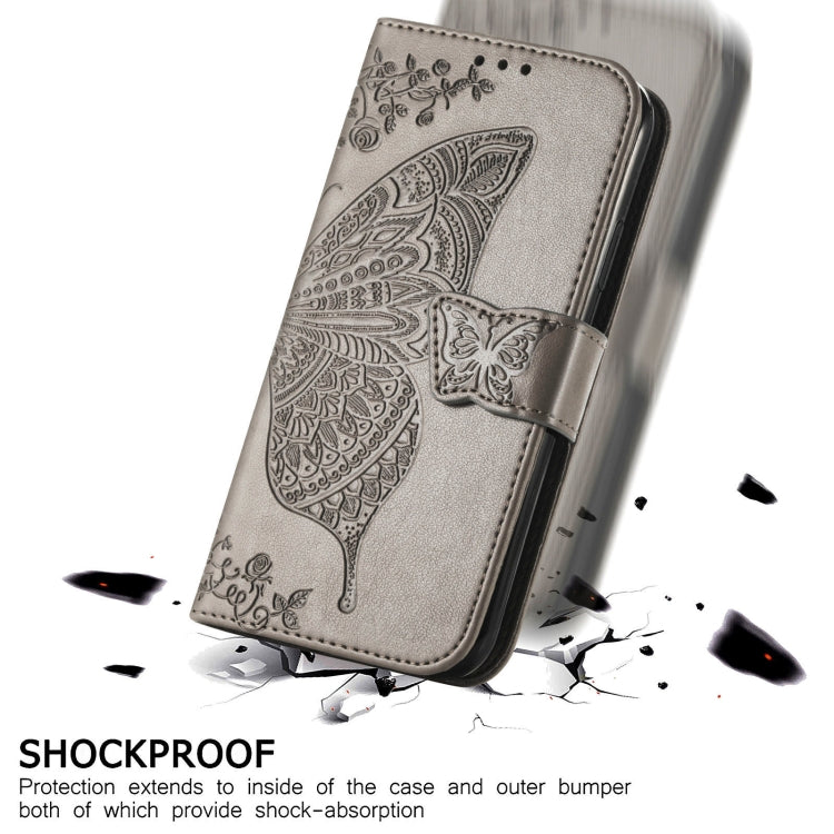 For Huawei P50 Butterfly Love Flowers Embossed Horizontal Flip Leather Case with Holder & Card Slots & Wallet & Lanyard(Gray)
