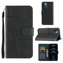 Stitching Calf Texture Buckle Horizontal Flip Leather Case with Holder & Card Slots & Wallet & Lanyard For iPhone 12 Pro Max(Black)