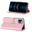 Stitching Calf Texture Buckle Horizontal Flip Leather Case with Holder & Card Slots & Wallet & Lanyard For iPhone 12 Pro Max(Pink)