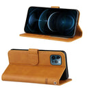 Stitching Calf Texture Buckle Horizontal Flip Leather Case with Holder & Card Slots & Wallet & Lanyard For iPhone 12 Pro Max(Yellow)