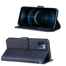 Stitching Calf Texture Buckle Horizontal Flip Leather Case with Holder & Card Slots & Wallet & Lanyard For iPhone 12 Pro Max(Blue)