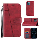 Stitching Calf Texture Buckle Horizontal Flip Leather Case with Holder & Card Slots & Wallet & Lanyard For iPhone 12 Pro Max(Red)