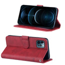 Stitching Calf Texture Buckle Horizontal Flip Leather Case with Holder & Card Slots & Wallet & Lanyard For iPhone 12 Pro Max(Red)