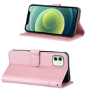 Stitching Calf Texture Buckle Horizontal Flip Leather Case with Holder & Card Slots & Wallet & Lanyard For iPhone 12 mini(Pink)