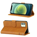 Stitching Calf Texture Buckle Horizontal Flip Leather Case with Holder & Card Slots & Wallet & Lanyard For iPhone 12 mini(Yellow)