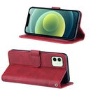 Stitching Calf Texture Buckle Horizontal Flip Leather Case with Holder & Card Slots & Wallet & Lanyard For iPhone 12 mini(Red)