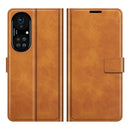 For Huawei P50 Pro Retro Calf Pattern Buckle Horizontal Flip Leather Case with Holder & Card Slots & Wallet(Yellow)