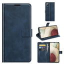 For Samsung Galaxy A22 4G Retro Calf Pattern Buckle Horizontal Flip Leather Case with Holder & Card Slots & Wallet(Blue)
