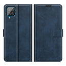 For Samsung Galaxy A22 4G Retro Calf Pattern Buckle Horizontal Flip Leather Case with Holder & Card Slots & Wallet(Blue)