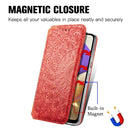 For Samsung Galaxy A32 4G Blooming Mandala Embossed Pattern Magnetic Horizontal Flip Leather Case with Holder & Card Slots & Wallet(Red)