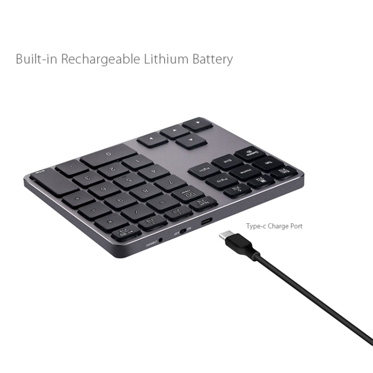 308BT Aluminum Alloy 35 Keys Bluetooth Wireless Numeric Keypad Digital Keyboard