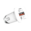 LZ-328 Safety Hammer Type QC3.0 USB Fast Charging Car Charger(White)