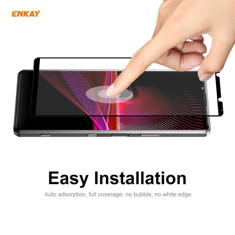 For Sony Xperia 1 III 2 PCS ENKAY Hat-Prince Full Glue 0.26mm 9H 2.5D Tempered Glass Full Coverage Film